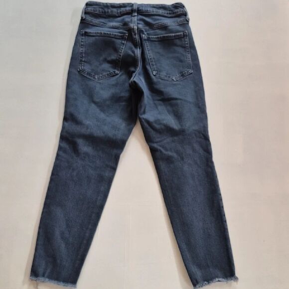 Blue Ankle Cropped Jeans with Distressed Details - Picture 6 of 6